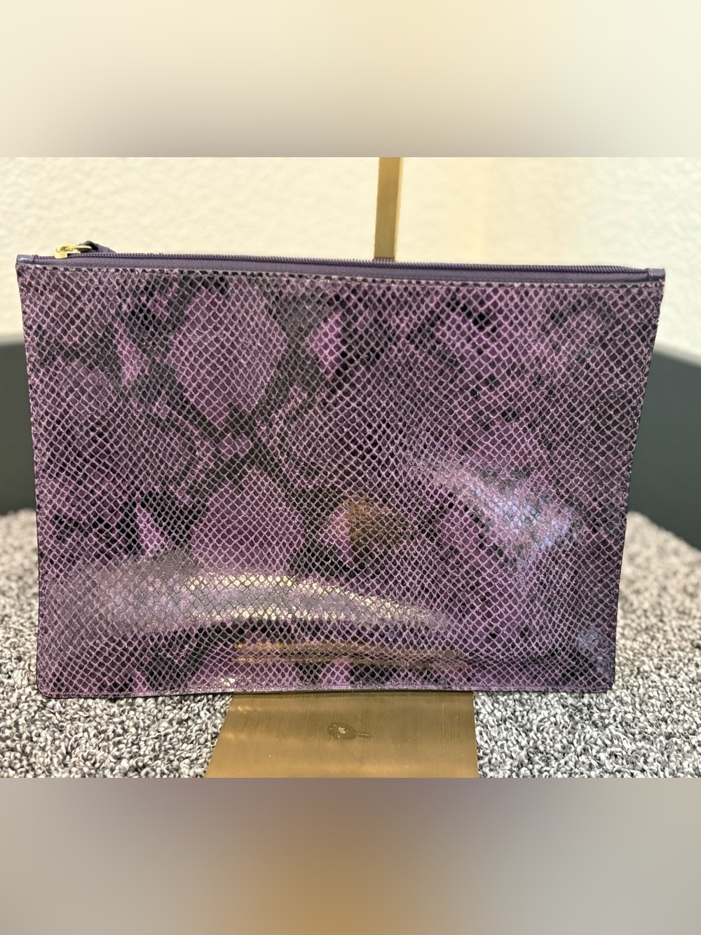 Coach Purple Leather Python Embossed Clutch Pouch - Picture 6 of 10